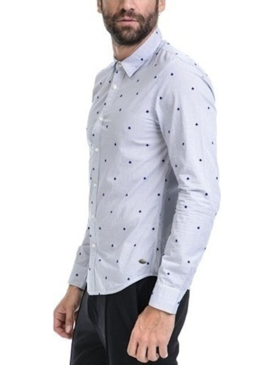 Scotch & Soda Herrenhemd Langärmelig Polka Dot Hellblau 101437-0018