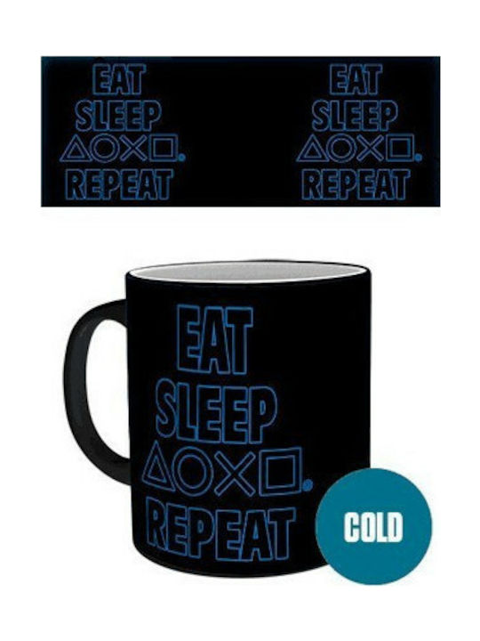 GB eye Playstation - Eat Sleep Repeat Heat Change Blue Ceramic Mug 320ml