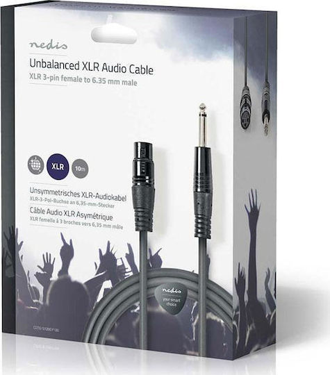 Nedis Cable XLR female - 6.3mm male Γκρι 10m COTG15120GY100