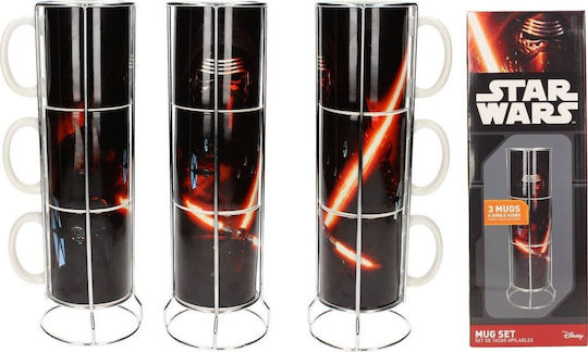 Sd Toys Star Wars - Kylo Lightsaber 3 Stackable Ceramic Mugs Set Becher Keramik Schwarz 3Stück