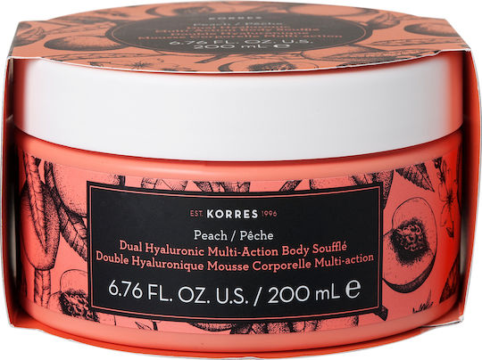Korres Double Hualuronic Multi Action Peach Ενυδατικό Butter Σώματος με Υαλουρονικό Οξύ για Ξηρές Επιδερμίδες 200ml