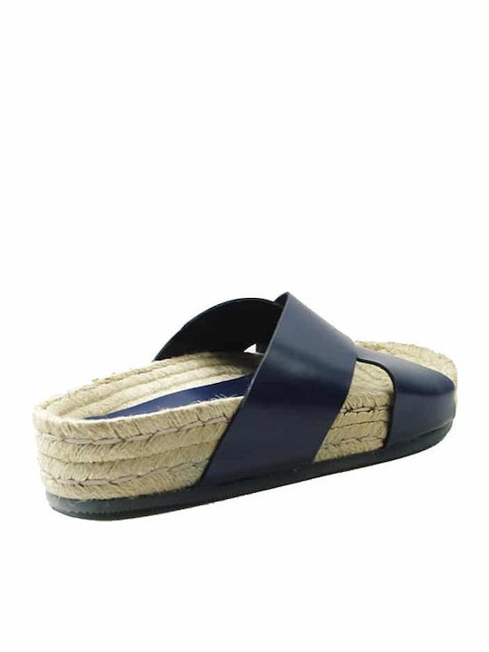 Seraje Δερμάτινα Γυναικεία Ανατομικά Σανδάλια Flatforms Navy Μπλε