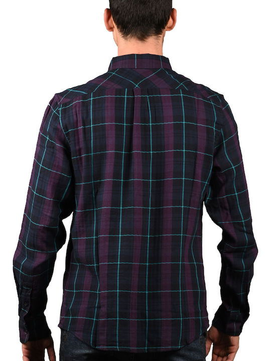 Wrangler Men's Shirt Long Sleeve Checked Purple W5932T9WT