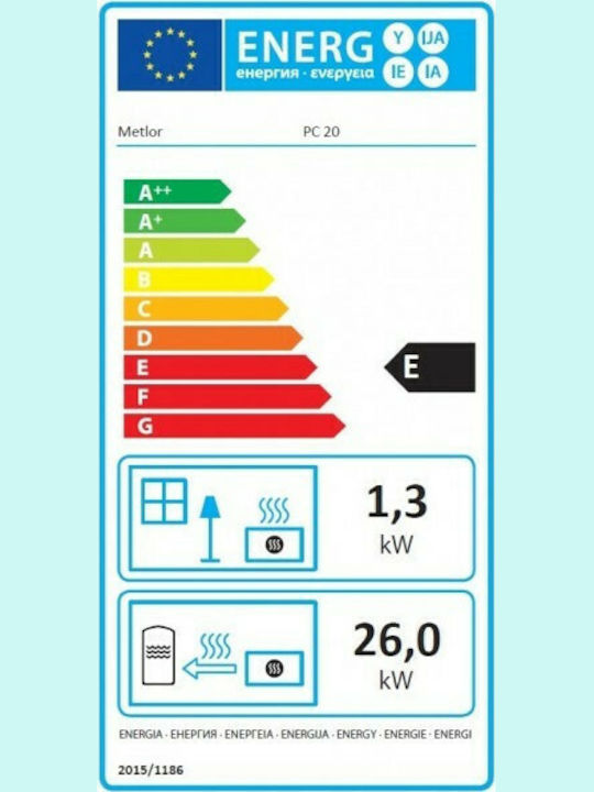 Metlor PC 20 Ενεργειακό Τζάκι Ξύλου Καλοριφέρ 27.3kW Ίσιο με Ανοιγόμενη Πόρτα Ανοιχτού Δοχείου