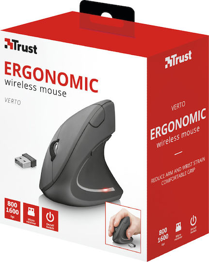 Trust Verto Ergonomic Ασύρματο Vertical Ποντίκι Μαύρο