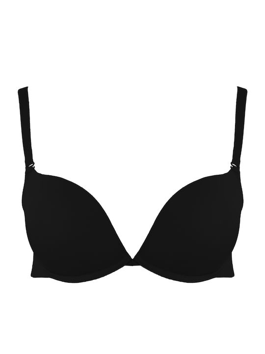 Basic Secret Μαύρο Σουτιέν Push Up με Μπανέλες