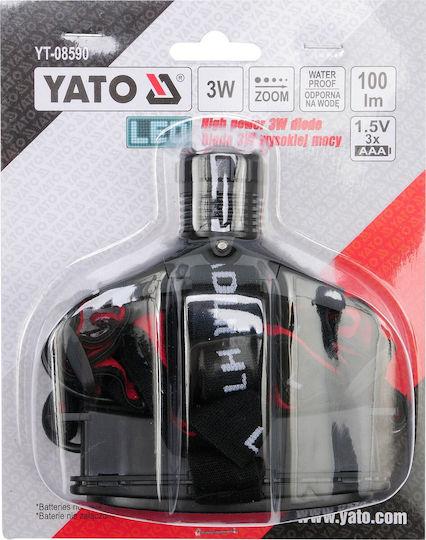 Yato Wiederaufladbar Stirnlampe LED IP20 mit maximaler Helligkeit 100lm Schwarz