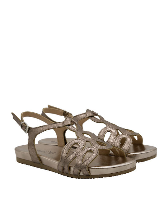 Caprice Women's Flat Sandals Anatomic in Gold Color