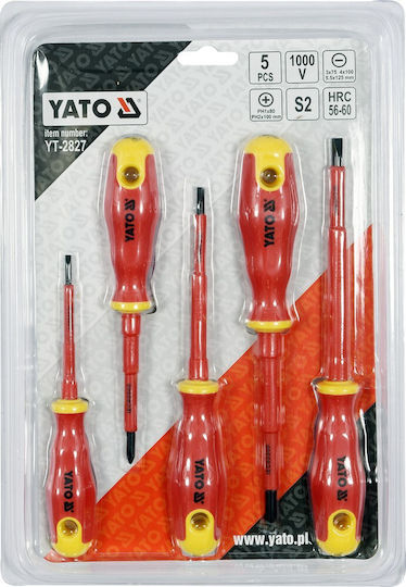 Yato Set 5 Electrician VDE 1000V Screwdrivers with 5 Interchangeable Tips