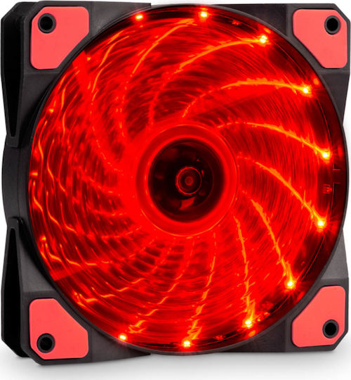 Akyga AW-12C Case Fan 120mm 1000rpm 38.8cfm with Red Lighting and 3-Pin Connection