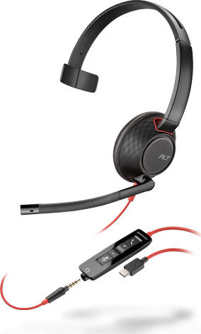 Plantronics Blackwire C5210 USB-C On Ear Multimedia Ακουστικά με μικρόφωνο και σύνδεση 3.5mm Jack / USB-A