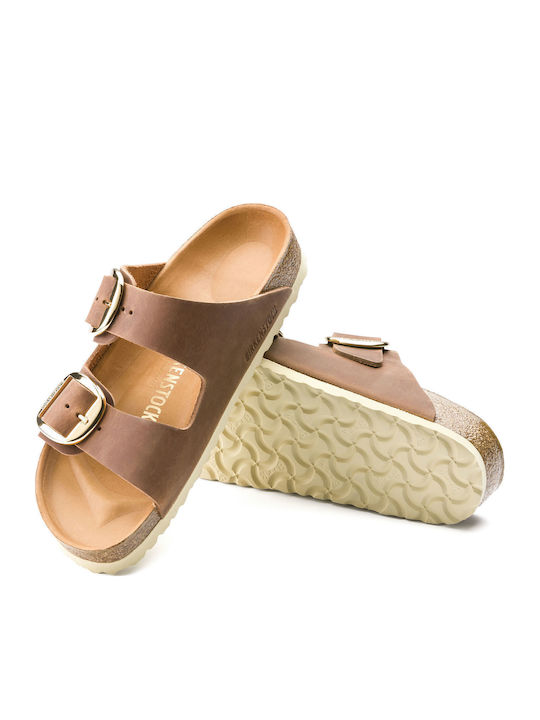 Arizona Big Buckle Leather Women's Flat Sandals Anatomic in Brown Color Narrow Fit