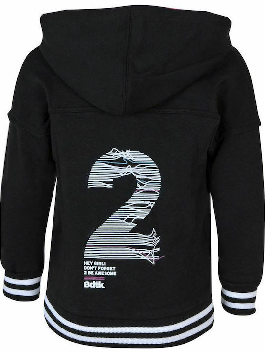BodyTalk Girls Athleisure Hooded Sweatshirt 1182-707722 with Zipper Black