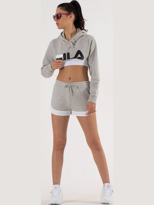 Nelia Cropped Women's Sweatshirt Hooded Gray