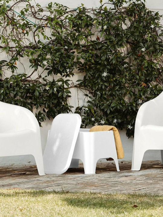 Petra Sitting Room Outdoor Free Standing Plastic Table Matte Bianco 59x39x36cm