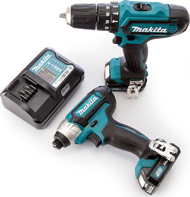 Makita CLX202AJ Σετ Κρουστικό Δραπανοκατσάβιδο & Παλμικό Κατσαβίδι 10.8V με 2 Μπαταρίες 2Ah και Θήκη