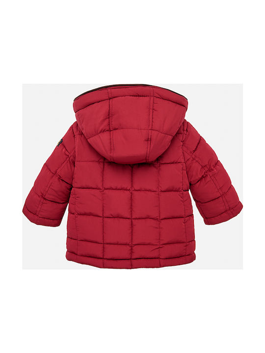 Mayoral Kids Quilted Jacket short Hooded Red