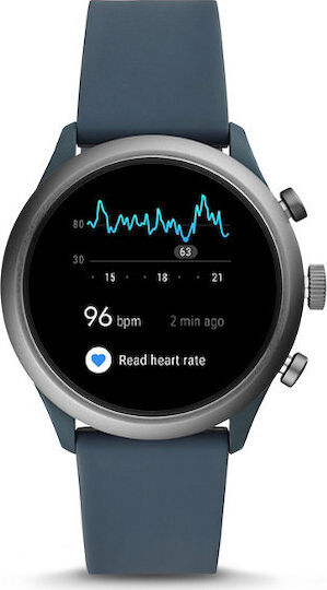Fossil Sport Stainless Steel 43mm Smartwatch with Heart Rate Monitor (Blue)