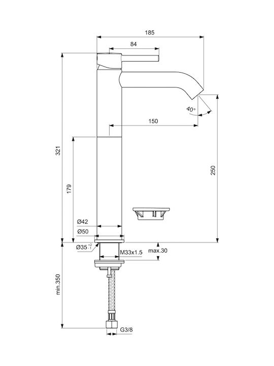 Ideal Standard Ceraline Mixing Tall Sink Faucet Silver
