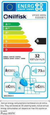 Nilfisk VP300 Hepa EU2 Σκούπα Στερεών 1200W με Κάδο 10lt