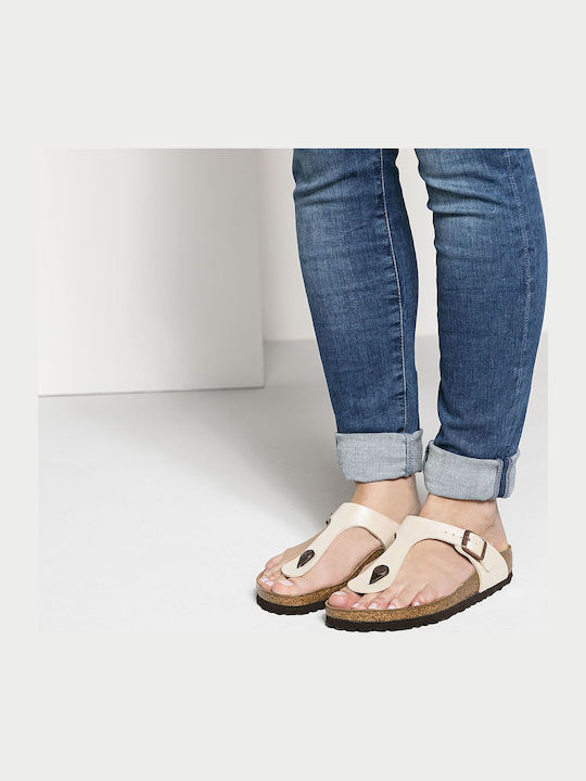 Gizeh Birko-Flor Women's Flat Sandals Anatomic in White Color Narrow Fit