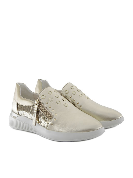 Geox Theragon Leder Anatomisch Damen Slip-Ons Gold