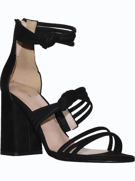 Envie Shoes Women's Sandals Black with Chunky High Heel