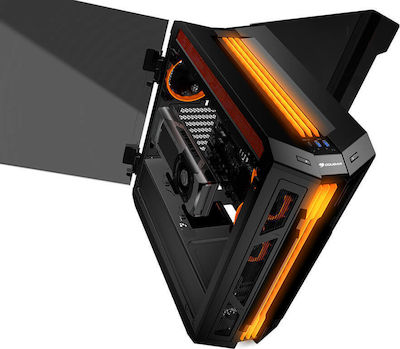 Cougar Gemini T Gaming Midi Tower Κουτί Υπολογιστή με Πλαϊνό Παράθυρο και RGB Φωτισμό Μαύρο
