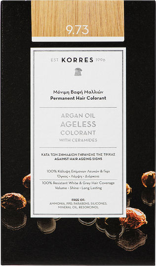 Korres Argan Oil Ageless Colorant with Ceramides Βαφή Μαλλιών Χωρίς Αμμωνία 9.73 Χρυσό Κάστανο 50ml