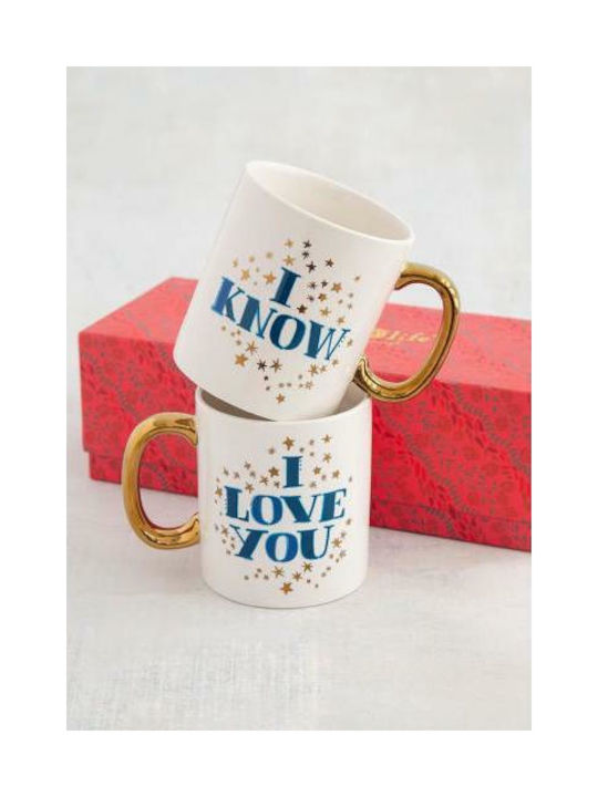 Natural Life I Love You - I Know Ceramic Cup White 320ml 2pcs