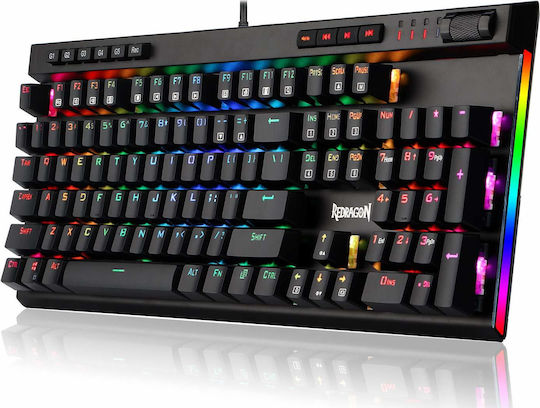 Redragon Vata K580 Gaming Πληκτρολόγιο με Outemu Blue διακόπτες και Φωτιζόμενα πλήκτρα (Αγγλικό US)