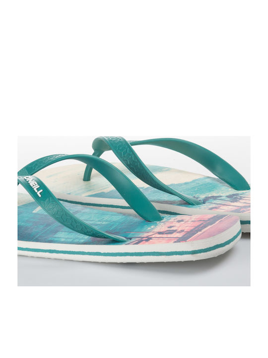 Profile Pattern Men's Flip Flops Turquoise