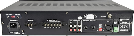 Adastra RM240S Ολοκληρωμένος Ενισχυτής Εγκαταστάσεων 5 Καναλιών 240W/8Ω με 4 Ζώνες 240W/100V και Συνδέσεις USB/FM/Bluetooth