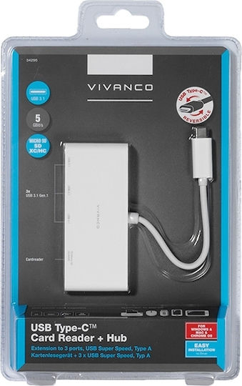 Vivanco Hub 3 Θυρών USB 3.1 με σύνδεση USB-C Λευκό