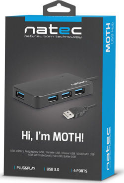 Natec Moth Hub 4 Anschlüsse USB 3.0 mit USB-A Anschluss