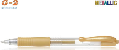 Pilot G-2 Pen Gel 0.7mm with Gold Ink Transparent Body Metallic