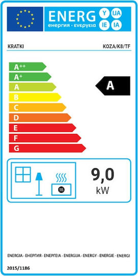 Kratki Koza K8 Turbofan Fontă Soba pe lemne Încălzitor de aer 9kW Negru