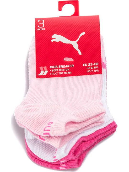 PUMA Athletic Kids' Ankle Socks Pink 3 Pairs