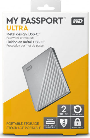Western Digital My Passport Ultra USB 3.1 / USB-C External 2.5" HDD 2TB Silver