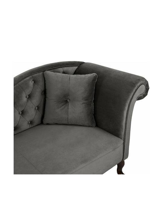 Niovi Vintage Șezlong Chesterfield Catifea Gri L189xL64xÎ84cm