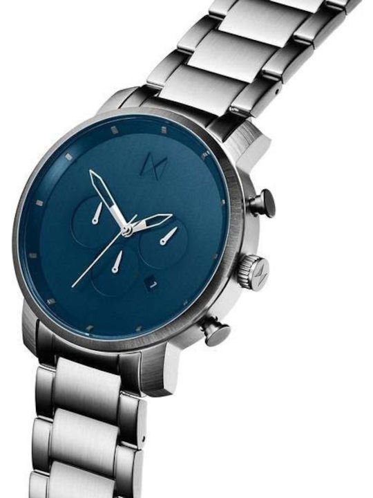 MVMT Chrono Ανδρικό Ρολόι 45mm Χρονογράφος Μπαταρίας με Ασημί Μεταλλικό Μπρασελέ