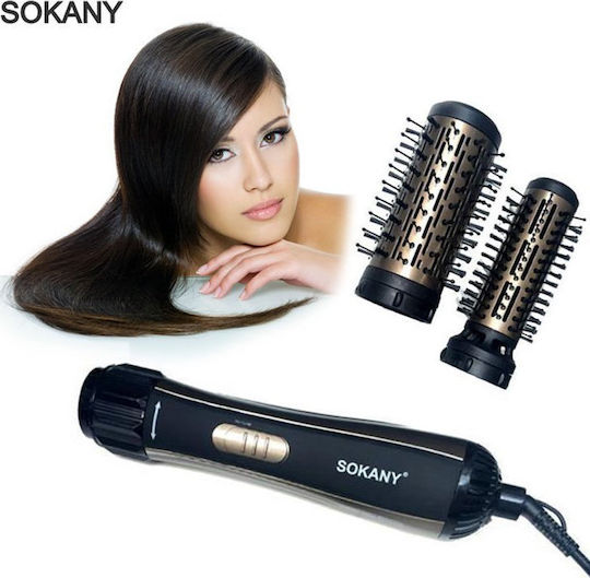 Sokany Electric Brush with Air & Rotating Head for Straightening and Curls 1000W Black