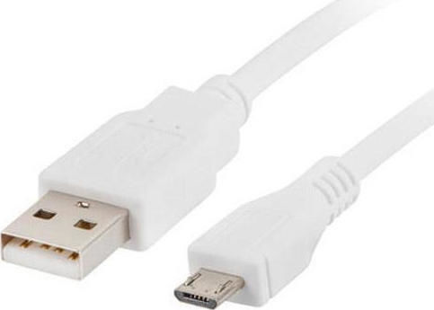 Lanberg 0.5m Regular USB 2.0 to micro USB Cable White (CA-USBM-10CC-0005-W)