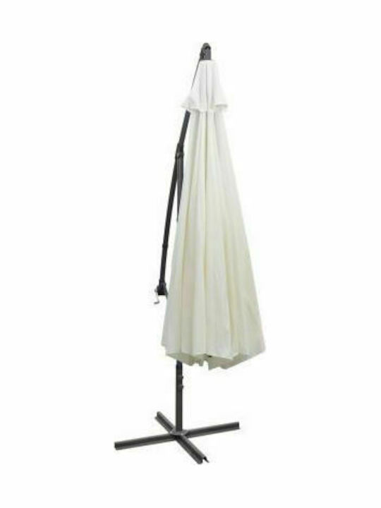 Hängender Rundschreiben Garten- und Terrassen-Sonnenschirm aus Aluminium Ecru Durchmesser 3,5 m
