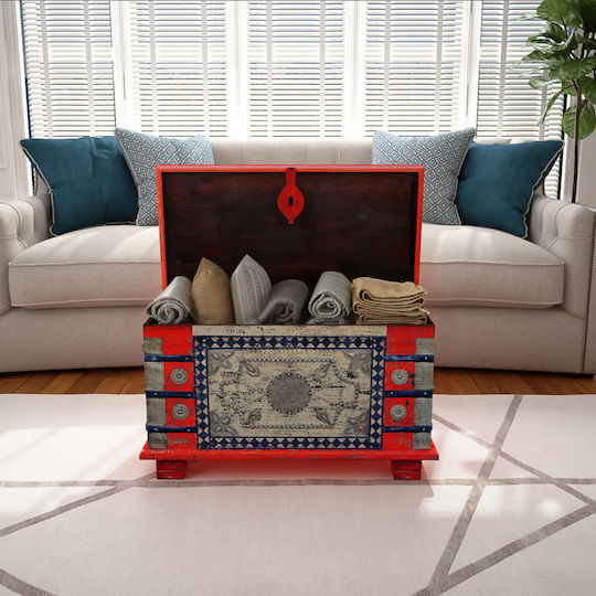 vidaXL Wooden Decorative Trunk Red 80x40x45cm