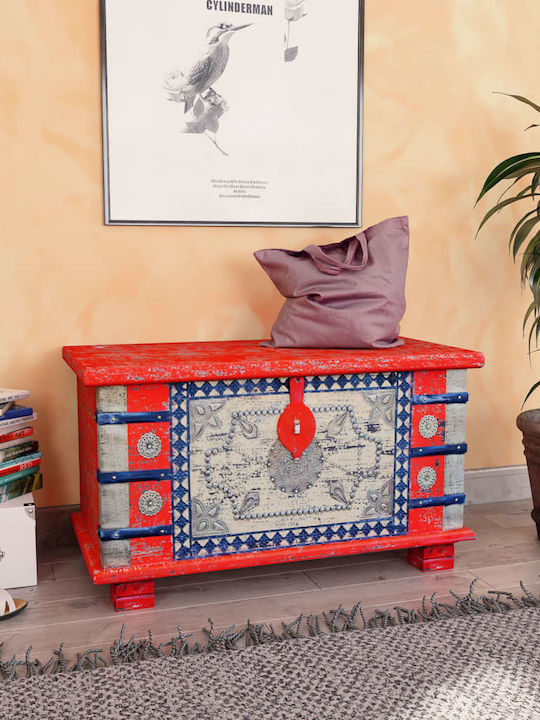 vidaXL Wooden Decorative Trunk Red 80x40x45cm