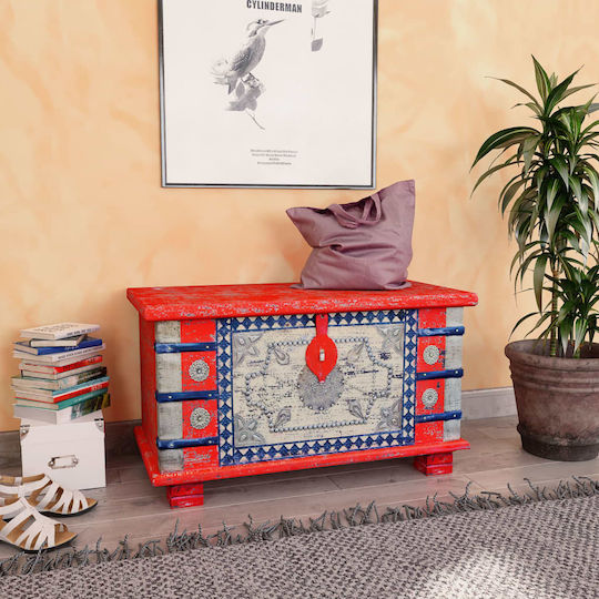 vidaXL Wooden Decorative Trunk Red 80x40x45cm