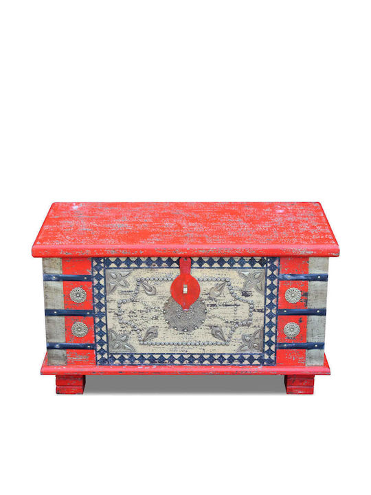 vidaXL Wooden Decorative Trunk Red 80x40x45cm