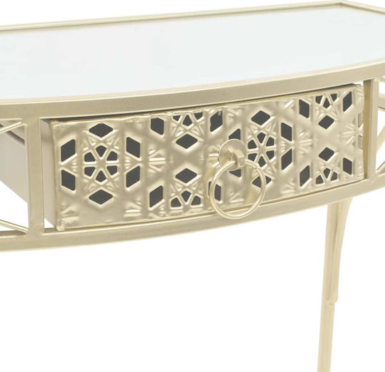 Console Table Metal with Glass Surface Gold L82xW39xH76cm
