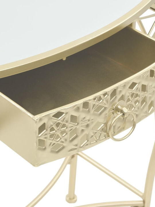 Console Table Metal with Glass Surface Gold L82xW39xH76cm